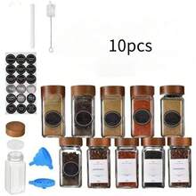 24pcs 40oz Square Spice Jars, Rosewood Pepper Shakers, Glass Spice Containers - Multicolor - View 12