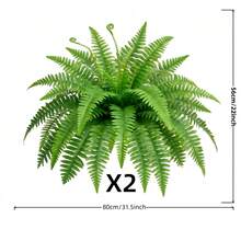 2pcs Artificial UV-Resistant Fern Plant, Plastic, Indoor & Outdoor, Hanging, Containerless, For Anniversary, Father's Day, Mother's Day, Graduation, Earth Day, Easter, Home Decor, All Room Types, Spring, All Seasons, Wedding, Photography, Housewarming, Porch, Office, Windowsill, Wall Decor - Green - View 8