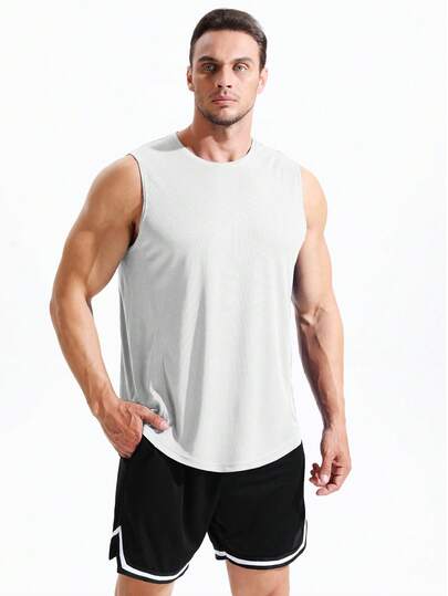 男士健身无袖上衣 速干肌肉训练背心 健美背心 1/3 件装，健身装备