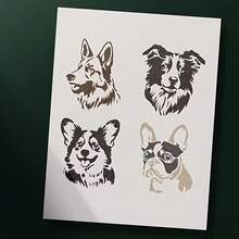 9张大型犬品种模板 | 多种犬种模板，包括德国牧羊犬、斗牛犬、法国斗牛犬、拉布拉多犬、贵宾犬 - 适用于绘画、工艺品制作、剪贴簿、家居装饰 - 完美之选 - 9件裝大型犬模板 - 查看 5