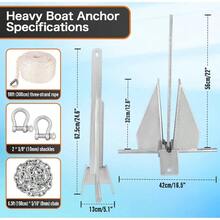 13Lbs Heavy Duty Boat Anchor Kit, Fluke Style Anchor Kit With Anchor Chain And Boat Anchor Rope Set Boats Pontoon, Deck, Sail, Fishing, Portable Hot Dipped Galvanized Fluke Style Anchor - Silver 13lbs Boat Anchor Kit - View 2