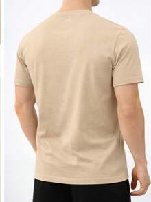 Men's T-Shirt With Surfboard Print, 100% Cotton, Super Comfortable, Summer Fashion - 米色 - 查看 2