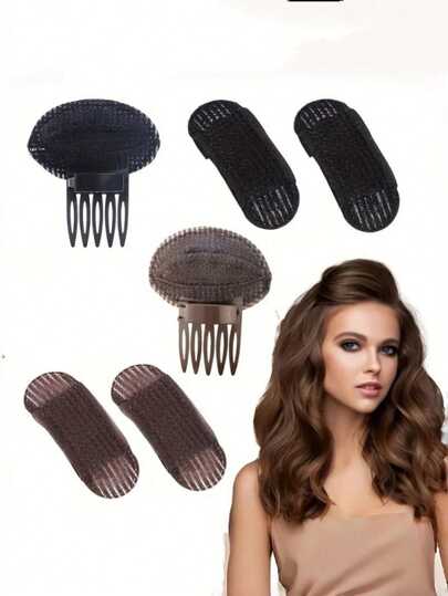 3pcs Polyester Fiber Invisible Fluffy Hair Clips - Volumize Roots, DIY Styling, Convenient Use, Solid Color Design, Cute Rectangular Style - Perfect For Women's Daily Hair Care And Styling Needs, Suitable For All Seasons