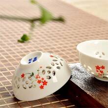 6pcs Romantic Chinese Style Hollow Delicate Thin-Walled Blue And White Porcelain Tea Cups, Translucent Single Cup Ceramic Kung Fu Tea Set, Celadon Teacup, Individual Cup, Randomly Shipped - Multicolor - View 1