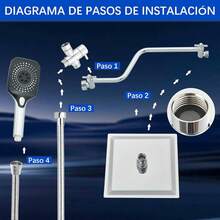 High Pressure Rain Shower Head For Bathroom, 8" Rain Shower Head, 5 Spray Modes Hand Shower, Adjustable With Holder, Leak-Proof, 1.5m Hose (Silver/Matte Black) - Hợp kim crom - với tay nối dài có thể uốn cong và 4 móc. - Xem 7