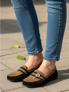 Zapatos planos para mujer, cómodos con suela antiderrapante, con dijes frontales, Primavera-Verano.  Elegante - Negro Melle - Ver 2