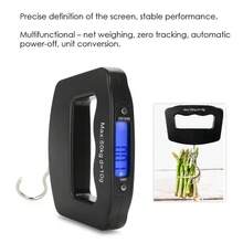 1个便携式电子秤，带挂钩、液晶显示屏，50公斤/10克行李秤，带背光，适用于行李箱、悬挂、飞机使用、钓鱼、购物、旅行必备 - 黑色 - 查看 8