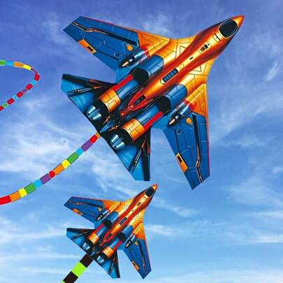 Plane Kite, Fighter Kite, Large Kite Multicolor Kite For Outdoor Beach Park Games And Entertainment