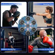 Máquina De Boxeo Musical, Saco De Boxeo De Pared Con 9 Velocidades Sin Necesidad De Taladrar La Pared, Equipo De Boxeos Para Gimnasio Con LED Y Guantes, Entrenador De Boxeos Con Ritmo Inteligente - Azul - Ver 3