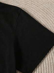 Conjuntos Diarios Elegantes: Camiseta de Algodón Puro para Mujer con Estampado de ECG de Gato - Manga Corta, Cuello Redondo, Top Casual, Varias Tallas, Suave y Transpirable, Camiseta Básica - Negro - Ver 4