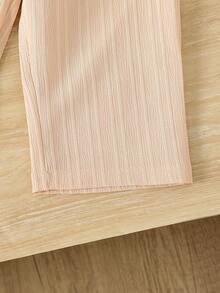 Toddler Girls 2pcs Set Sleeveless Strawberry Graphic Crop Top And Loose Fit Wide Leg Pants, Summer Casual Outfit - Apricot - View 5