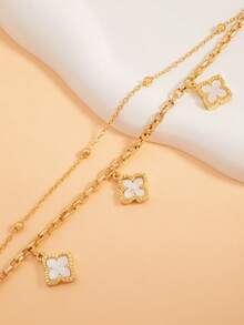 En trendig Lucky Clover Niche Design mångsidig exklusiv fotledskedja i klassisk stil - Fyrklöver - Visa 3