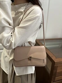 Fashionable Casual Minimalist Chain Crossbody Bag, Suitable For Shopping, Wallet, Young Women, College Students, Newlyweds, Office Ladies. Ideal For Office, School, Work, Business, Commuting, Outdoor, Travel, And Outings. - Khaki - View 3