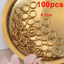 100 piezas de anillos de salto abiertos de acero inoxidable dorado, para hacer joyas DIY, manualidades y diversos accesorios de proyectos - Amarillo Oro - Ver 13