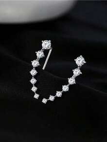 2pcs Elegant Sophisticated Cubic Zirconia Minimalist Luxury Stud Earrings, Suitable As Gift For Women Formal Occasions.Sparkling Crystal Jewelry Perfect Gift For Formal Occasions, Wedding, Cocktail Party & Office Event,  2025 Fashion Accessory With Timeless Charm To Elevate Any Outfit - 銀色 - 查看 2