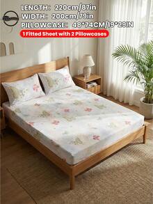 Bộ ga trải giường in họa tiết 2/3 món (1 bộ ga trải giường + 1/2 vỏ gối không kèm ruột gối), Tấm bảo vệ nệm thân thiện với da, Ga phủ nệm in họa tiết, Mềm mại & Thoáng khí, Nhiều kích cỡ, Phù hợp với giường đơn/đôi/nữ hoàng/vua, Có thể giặt máy, Trang trí nhà cửa & phòng ngủ - Nhiều màu - Xem 19