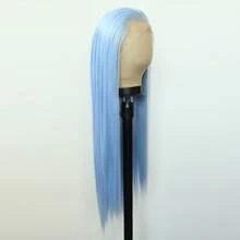 ZigZag Hair 13x4 Lace Front Wig, Heat Resistant Fiber, 180% Density, Pre-Plucked Natural Hairline, Suitable For Daily, Festival And Party Wear, Available In Light Blue, Ginger Brown, Silver - Multicolor - View 10