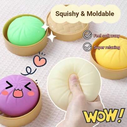 1 pieza Juguete de apretón de pan mini colorido, pelota antiestrés de rebote lento, juguete de apretón de masa de pan realista, juguete sensorial extensible para escritorio, aliviar la ansiedad, relajación de oficina, decoración del hogar | Mejor regalo para familiares y amigos (Múltiples tamaños disponibles, por favor revise los detalles antes de ordenar)