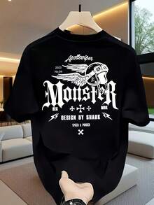 Monster T-Shirt, Unisex Men's And Women's Blouse, 100% Cotton, Premium Top, Streetwear, New Release, Immediate Shipping, Various Colors!! - 黑色 - 查看 1