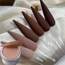 10克装丙烯酸粉套装，包含棕色、黑色、淡紫色、Y2K粉、裸色、白色、黑色、紫色等多种颜色，适用于丙烯酸美甲延长、美甲雕刻，无需美甲灯。 - 彩色 - 查看 6