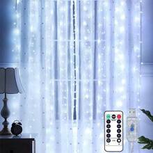 3m X 3m Window Curtain Fairy Lights, 300 LED Curtain String Lights 8 Modes Hanging Fairy Lights, Remote Control Fairy Lights Curtain For Bedroom, Wedding, Party (Cool White) - USB Curtain Light - View 3