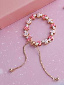 1pc Minimalist Double-Layer Electroplated Apple, Mushroom, Star, Moon, Cosmos, Dolphin, Ladybug, Flower, Duckling, Pentagram Beaded Bracelet, Unique Fashion Design, Versatile Accessory - Little Mushroom - View 10