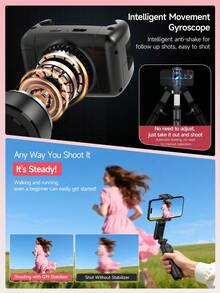 AXNEN AI Smart Handheld Gimbal Stabilizer - Auto Face Tracking, Foldable 360° Rotating Selfie Stick & Tripod With Multi-Color Temperature Fill Light, Bluetooth Detachable Remote - Compatible With Android & IOS, Perfect For Live Streaming, Meetings, Selfies, Photography & Video Recording - Multicolor - View 6