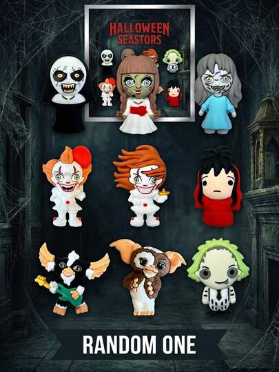 Warner Bros 1PC WB Officially Licensed Horror Series 7 3D Bag Clip Random One Blind Bag Mystery Bag Clip Surprise Bag Keychain Keychain Backpack Pendant Freddy Jason Character Statue Desktop Ornament Decoration Party Birthday Surprise Gift