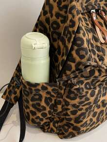 Practical Lightweight Leopard Print Drawstring Backpack Casual Daily Fashion Bag - Coffee Brown - View 6