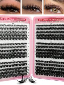 Asiteo 520/590pcs High Capacity Individual Cluster Eyelash Extensions Lash Book, 30D+40D+50D+60D+80D+100D/60D+100D+120D+150D Cluster Eyelash Extensions Makeup - D - View 7