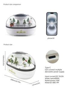 SEAGO 2026创意雪景香薰加湿器，香薰机，情人节礼物，高端礼品，艺术装饰，卧室氛围灯，干季保湿神器，独立雾化/照明双模式，2/4小时定时+防干烧，迷你雪景香薰机。[沙漠干季持久加湿] 400毫升大容量水箱+30-50毫升/小时雾量输出，持续加湿8小时，缓解干燥引起的肌肤干燥，空调/暖气房必备 - 彩色 - 查看 7