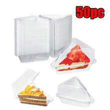 25/50pc Triangular Mousse Baking Packaging Box, Disposable Plastic Cake Container, Thickened Transparent Plastic Cake Slice Container, Suitable For Dessert Packaging, Bakeries, Coffee Shops, Muffins, Mousse, Pastries, Sandwiches, Tiramisu, Sealed Transparent Baking Packaging - 無色 - 查看 14