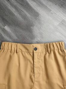 Men's Casual Elastic Waist Shorts, Street Style, Summer - Khaki - View 6