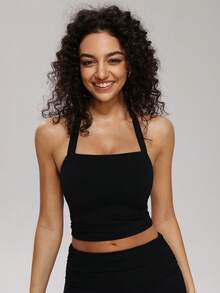 MASKERT Tank Top Olahraga Wanita Model Racerback, Pas dan Nyaman, Cocok untuk Yoga, Kebugaran, Lari, Lompat Tali, Tenis, dan Olahraga Lainnya - Hitam - View 6