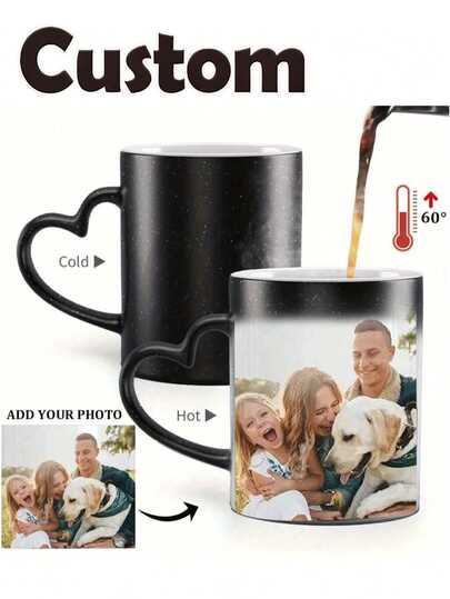 Cană personalizabilă cu schimbare de culoare, cană de cafea cu fotografie personalizată, schimbare de culoare sensibilă la căldură, cană comemorativă cu fotografie personalizată pentru aniversare, cadou de casă nouă, cadou de Ziua Îndrăgostiților, cadou de aniversare, cadou de absolvire, personalizată drăguță, cadou ideal unic, pentru iubit, iubită, aniversare, Ziua Îndrăgostiților, Ziua Mamei, zi de naștere, Ziua Copilului, Ziua Tatălui, absolvire, nuntă, casă nouă, decorațiuni interioare