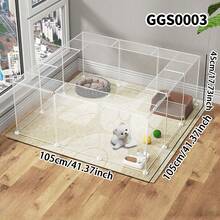 Portable Transparent Pet Cage Playpen, Foldable & Modular Cat/Dog Fence Enclosure - Multicolor - View 18