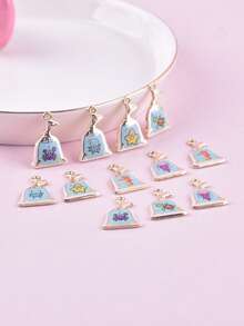 12件套时尚海洋生物吊坠饰品，包括海龟、鱼、海星、螃蟹、水母等，锌合金材质，可作耳环、项链等配饰。 - 淺藍色 - 查看 1