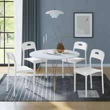 Juego de 4 sillas de comedor apilables de plástico para cocina, patas de metal, fácil montaje, respaldo ergonómico, impermeables y resistentes a las manchas, para exterior, oficina, cocina y sala de estar. - Blanco - Ver 7