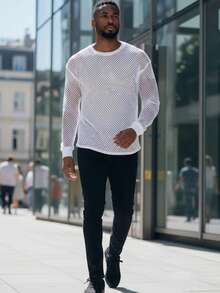 Men's Ribbed Blouse Summer 2025 – Style & Comfort Transparent Summer - trắng - Xem 6