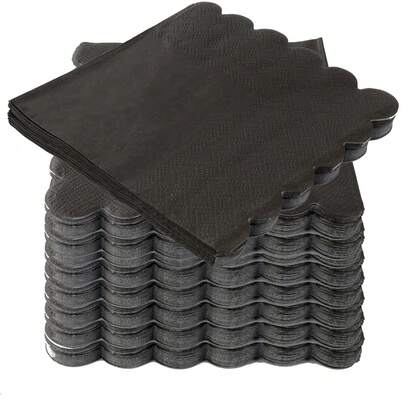 25'li Set, 50'li Set, 75'li Set Siyah Düz Dalgalı Kenarlı Kalınlaştırılmış Yumuşak Emici Parti Peçeteleri, 2 Katlı Yumuşak Kağıt Peçeteler, Açılmış Boyut 32cm*32cm, Uygun Olduğu Yerler: Düğün, Çay Partisi, Doğum Günü Partisi Dekorasyonu, Parti Dekorasyonu, Parti Malzemeleri, Tatil Dekorasyonu, Tatil Malzemeleri