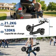 TODIMART D6 Electric Scooter Equipped With A 500W Brushless Motor | 25 Km/H | 35-40km Range | 48V/10.4AH Lithium Trivalent Battery | 10-Inch Off-Road Tires | Front And Rear Suspension. - Black - View 9