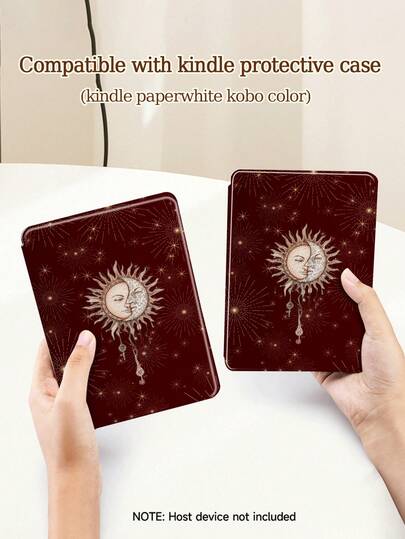 1pc Deep Red Sun & Moon Pattern Kindle Protective Case, Full Coverage Protection, Anti-Fall, Anti-Dust, Soft TPU Material, Corner Air Cushion Shock Absorption, Suitable For Kindle Paperwhite 11th Gen 2021, Kindle (11th Generation) 2022 Release, Kindle (11th Generation-2024 Release) (6 Inch), Perfectly Fit To Protect Your Reading Device, Ramadan