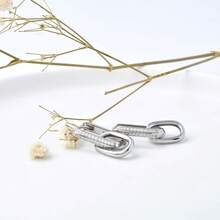 925 Sterling Silver Earrings, Cubic Zirconia Earrings, Hypoallergenic Oval Earrings, Minimalist Earrings Suitable For Daily Wear, Birthday Gift - Silver - View 4