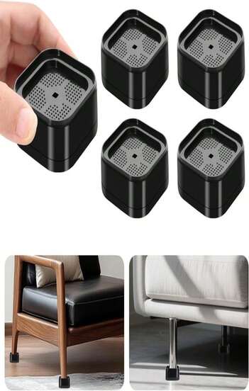 4 elevadores de muebles Hnndlra, elevadores de cama ajustables, elevadores de escritorio apilables de 1 pulgada de alta resistencia, elevadores de patas de mesa, bloques cuadrados para elevar la cama, para cama, escritorio, patas de sofá, silla, dormitorio, color negro