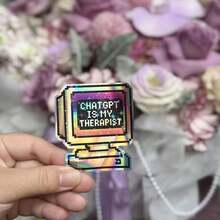 復古 Chat GPT Is My Therapist 乙烯基貼紙 - 幽默 AI 心理治療貼紙，心理健康意識，防水耐用，適用於筆記本電腦、汽車、平板電腦及更多學校用品 - 彩色 - 查看 11