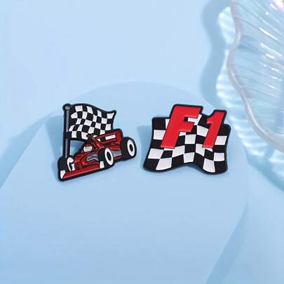 1/4 Piece Racing Series Pin - Black And White Checkerboard Design - Versatile Brooch For Backpacks And Clothing - Collectible Racing Souvenir - Perfect Gift For Racing Enthusiasts