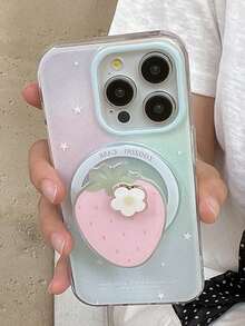 1 Small Fresh Wind Pink Strawberry Rotary Magnetic Mobile Phone Holder, Which Can Be Easily Carried, And Is A Suitable Gift For Girlfriend, Sisters And Friend - Strawberry - View 1