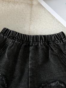 Baby GirlHeart Casual Denim Shorts, Summer - Black - View 3