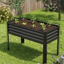Large Raised Garden Box, Lightweight Garden Bed with Galvanize Lcony Legs, 400Lb Capacity, Metal Raised Planter Bed for Gardening, Vegetables, Flowers & Herbs, Brown, 48x24x32in - 48x24x32 pulgadas - Ver 2