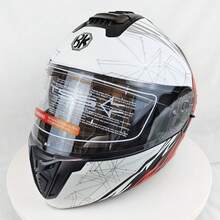 Futuristic Geometric Pattern Flip-Up Motorcycle Helmet, Dual Lens Anti-UV Anti-Fog, Street Fashion Bike Helmet, Personalized Flame Graphic, Ventilated - Flame - View 14
